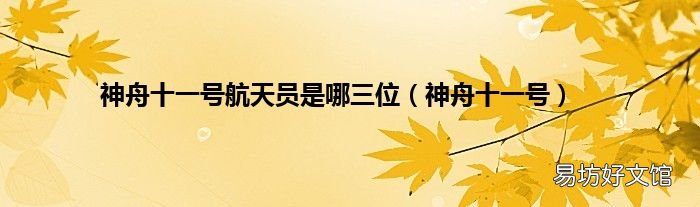 神舟十一号 神舟十一号航天员是哪三位