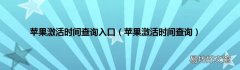 苹果激活时间查询 苹果激活时间查询入口