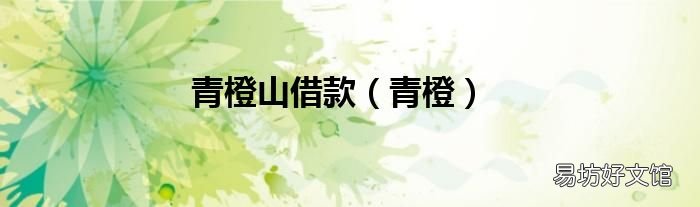青橙 青橙山借款