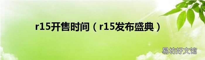 r15发布盛典 r15开售时间