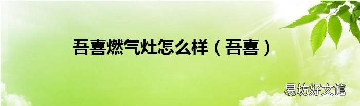 吾喜 吾喜燃气灶怎么样