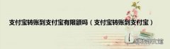 支付宝转账到支付宝 支付宝转账到支付宝有限额吗