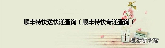 顺丰特快专递查询 顺丰特快送快递查询