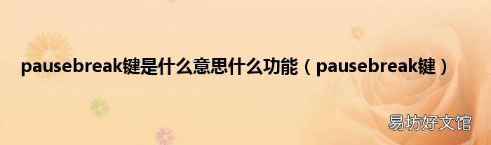 pausebreak键 pausebreak键是什么意思什么功能