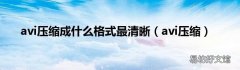 avi压缩 avi压缩成什么格式最清晰