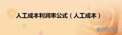 人工成本 人工成本利润率公式