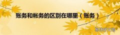 账务 账务和帐务的区别在哪里