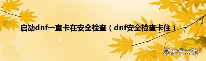 dnf安全检查卡住 启动dnf一直卡在安全检查