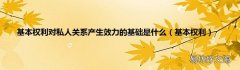 基本权利 基本权利对私人关系产生效力的基础是什么