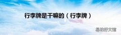 行李牌 行李牌是干嘛的