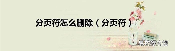 分页符 分页符怎么删除