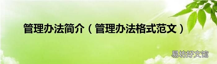 管理办法格式范文 管理办法简介