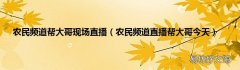 农民频道直播帮大哥今天 农民频道帮大哥现场直播