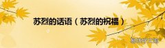 苏烈的祝福 苏烈的话语