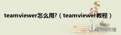 teamviewer教程 teamviewer怎么用?