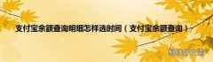 支付宝余额查询 支付宝余额查询明细怎样选时间