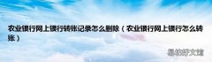 农业银行网上银行怎么转账 农业银行网上银行转账记录怎么删除