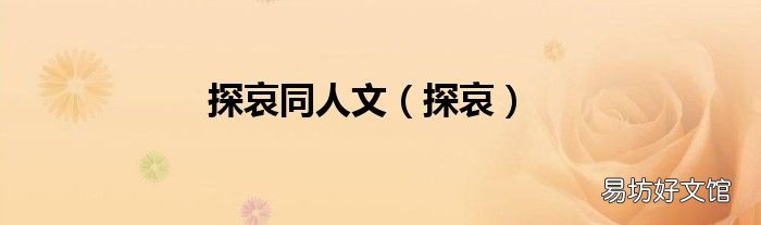 探哀 探哀同人文