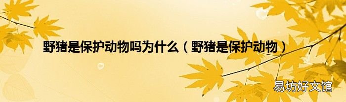 野猪是保护动物 野猪是保护动物吗为什么