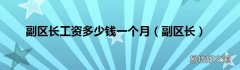 副区长 副区长工资多少钱一个月