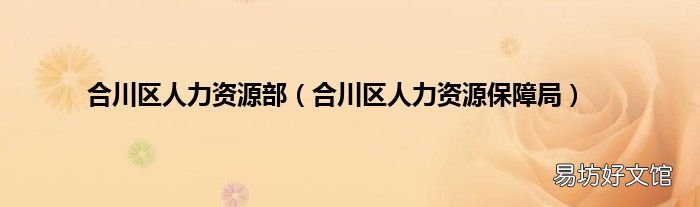 合川区人力资源保障局 合川区人力资源部