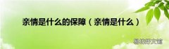 亲情是什么 亲情是什么的保障