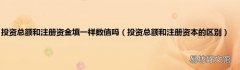 投资总额和注册资本的区别 投资总额和注册资金填一样数值吗