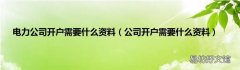 公司开户需要什么资料 电力公司开户需要什么资料