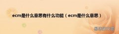 ecm是什么意思 ecm是什么意思有什么功能
