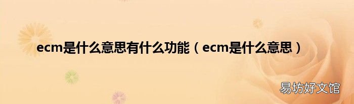 ecm是什么意思 ecm是什么意思有什么功能