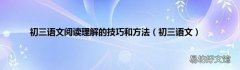 初三语文 初三语文阅读理解的技巧和方法