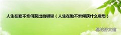 人生在勤不索何获什么意思 人生在勤不索何获出自哪里