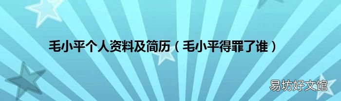 毛小平得罪了谁 毛小平个人资料及简历