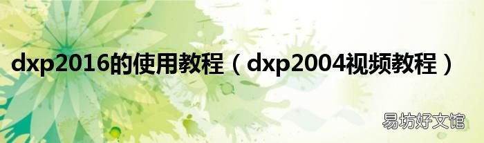 dxp2004视频教程 dxp2016的使用教程