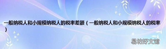 一般纳税人和小规模纳税人的税率 一般纳税人和小规模纳税人的税率差额