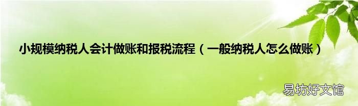 一般纳税人怎么做账 小规模纳税人会计做账和报税流程