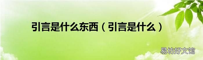 引言是什么 引言是什么东西