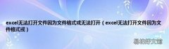 excel无法打开文件因为文件格式或 excel无法打开文件因为文件格式或无法打开