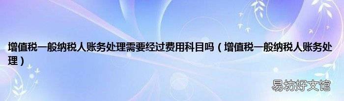 增值税一般纳税人账务处理 增值税一般纳税人账务处理需要经过费用科目吗