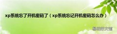 xp系统忘记开机密码怎么办 xp系统忘了开机密码了