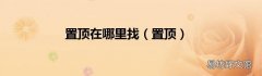 置顶 置顶在哪里找