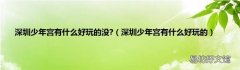 深圳少年宫有什么好玩的 深圳少年宫有什么好玩的没?