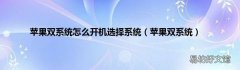 苹果双系统 苹果双系统怎么开机选择系统