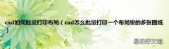 cad怎么批量打印一个布局里的多张图纸 cad如何批量打印布局
