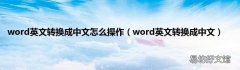 word英文转换成中文 word英文转换成中文怎么操作