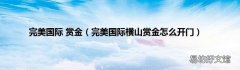完美国际横山赏金怎么开门 完美国际 赏金
