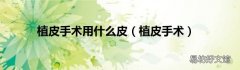 植皮手术 植皮手术用什么皮