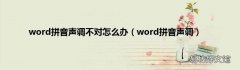word拼音声调 word拼音声调不对怎么办