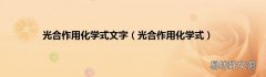 光合作用化学式 光合作用化学式文字
