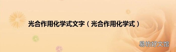 光合作用化学式 光合作用化学式文字